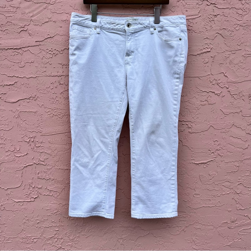 Banana Republic White Denim Pants Stretch Cropped Size 14